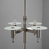 Machine Age Nickel-Plated 4-Flamming Chandelier, 1920s
