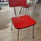 Vintage Lafague red formica set, 1 table, 6 chairs and 1 stool