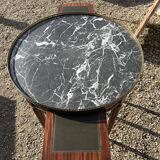 Mahogany hot water bottle table with brass net