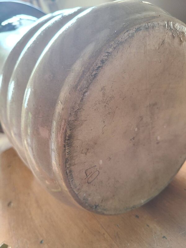 Grand vase en céramique circa 50 émail bleu/violet/beige