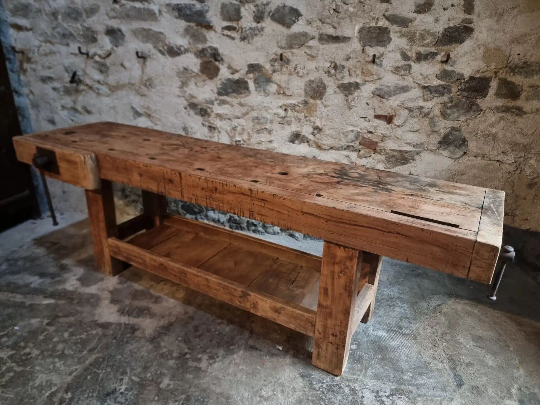 Antique beech table, France early 20th century