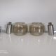 Pair of vintage chrome wall lights with smoked glass globe