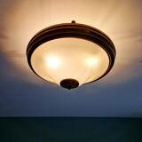 Mid-century ceiling light in brass and white opaline, 1950s