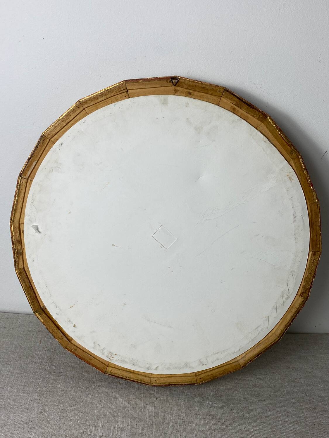 Miroir rond vintage en bois