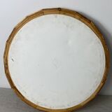 Vintage round wooden mirror