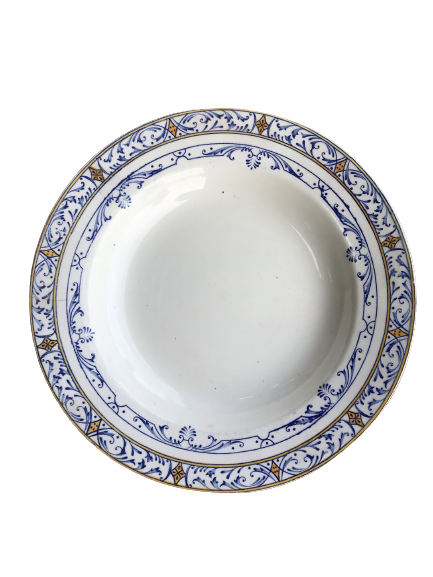 Hollow plate ø 24cm, collection colbert, faïencerie creil & montereaux.