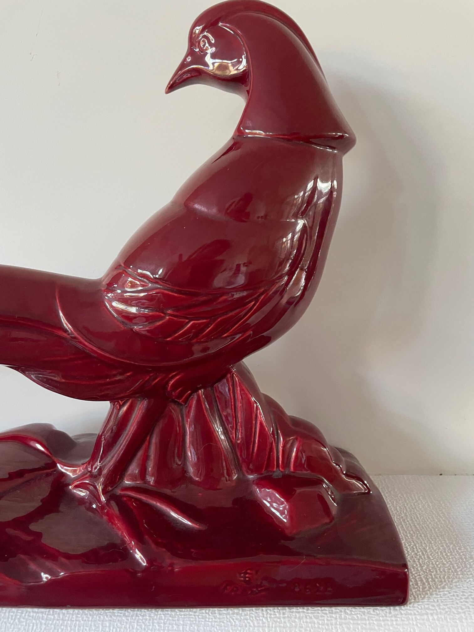 Faisan Art déco de Lemanceau fait par Saint Clément. Céramique vintage Charles Lemanceau.