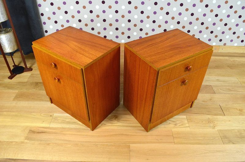 Pair of nightstands Vintage teak Scandinavian Design 1965
