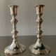 Pair of vintage silver metal candle holders