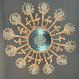 Venetian chandelier in colorless murano glass, 12 light arms, circa 1900