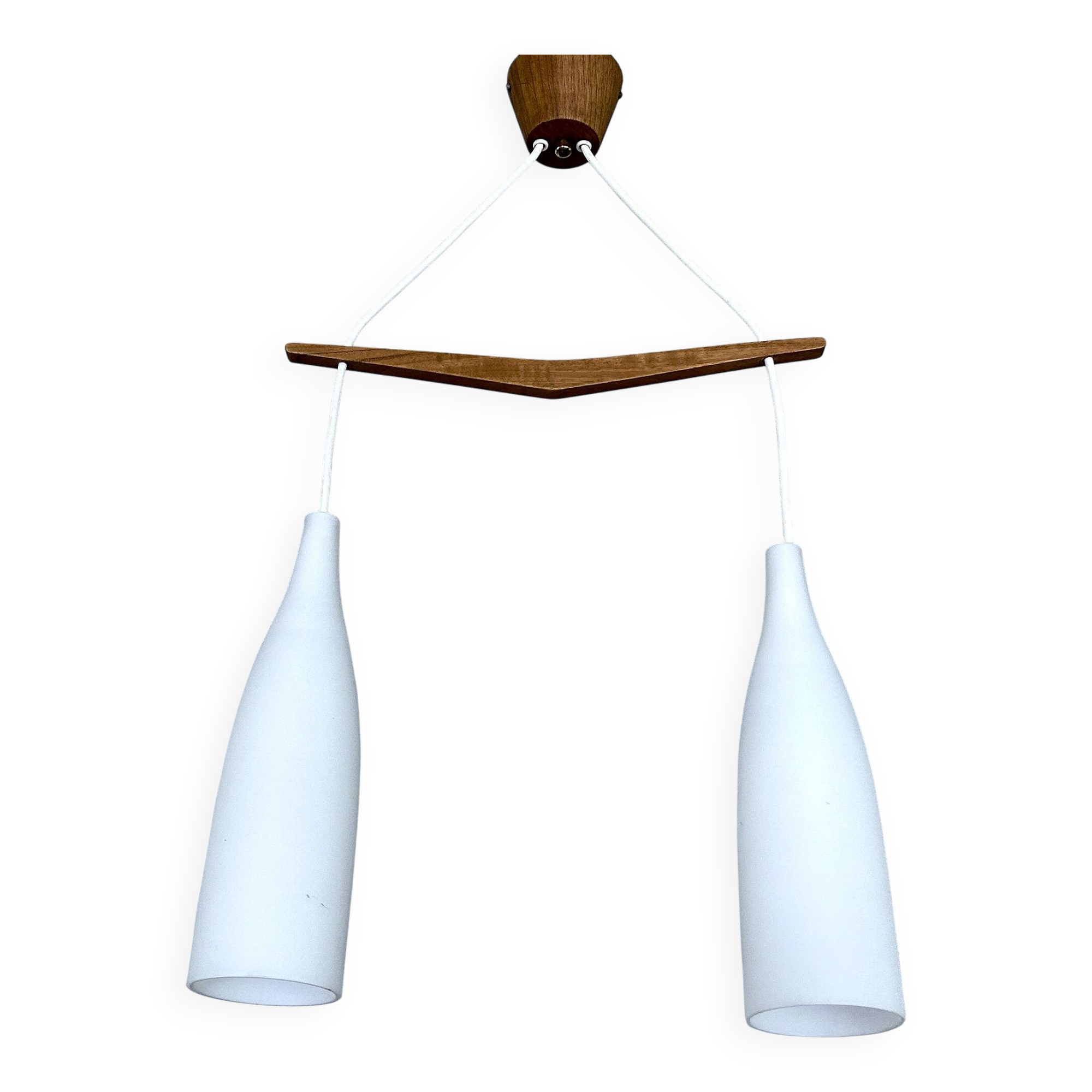 Suspension scandinave du milieu du siècle, verre teck