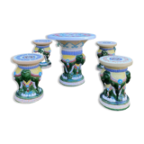 Ensemble de jardin ou de patio multicolore du 20ème siècle avec des éléphants