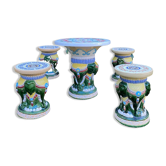 Ensemble de jardin ou de patio multicolore du 20ème siècle avec des éléphants