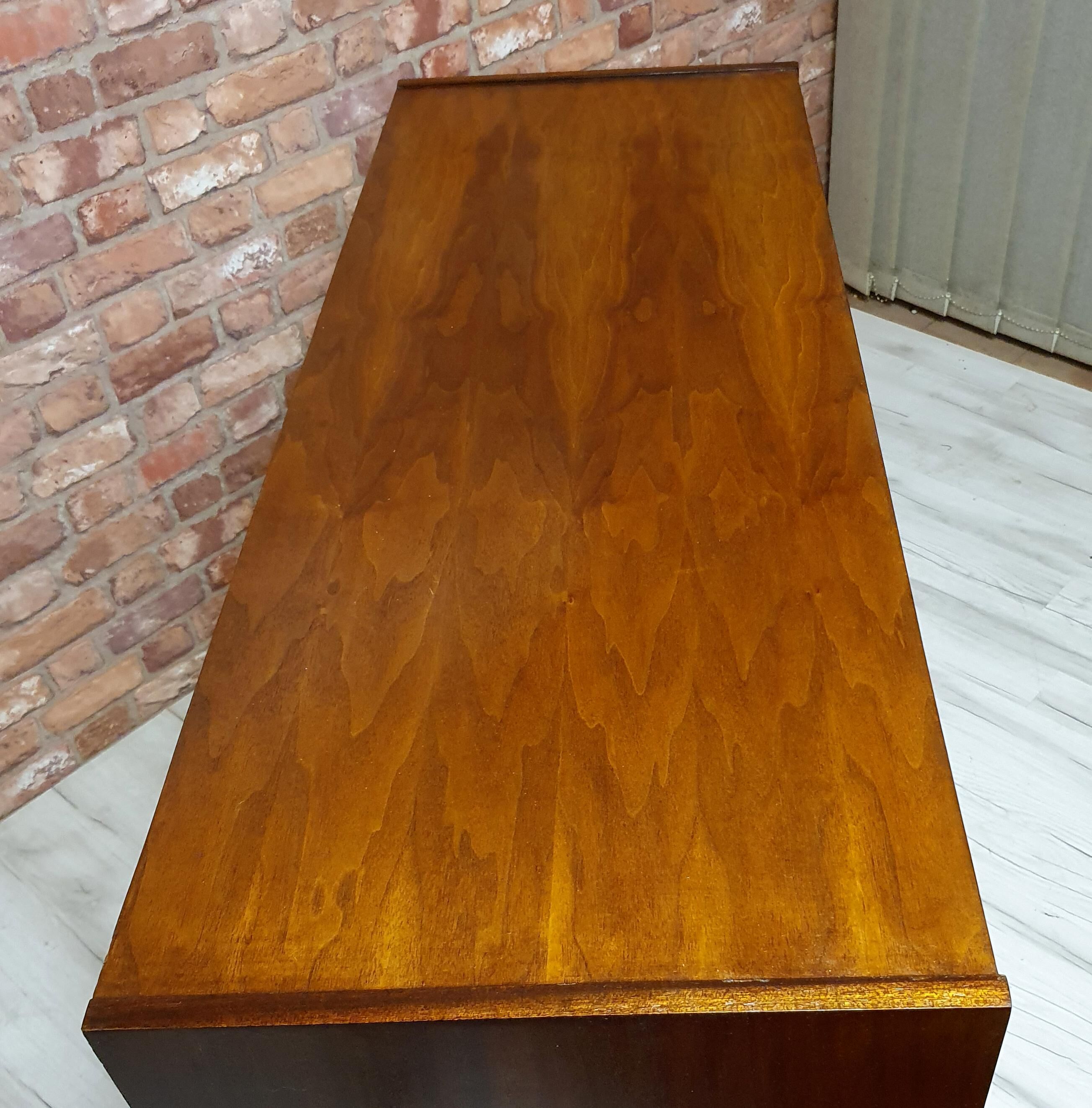 Renovated Violetta walnut chest of drawers, 1970s of the People's Republic of Poland