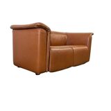 Canapé vintage en cuir couleur cognac deux places