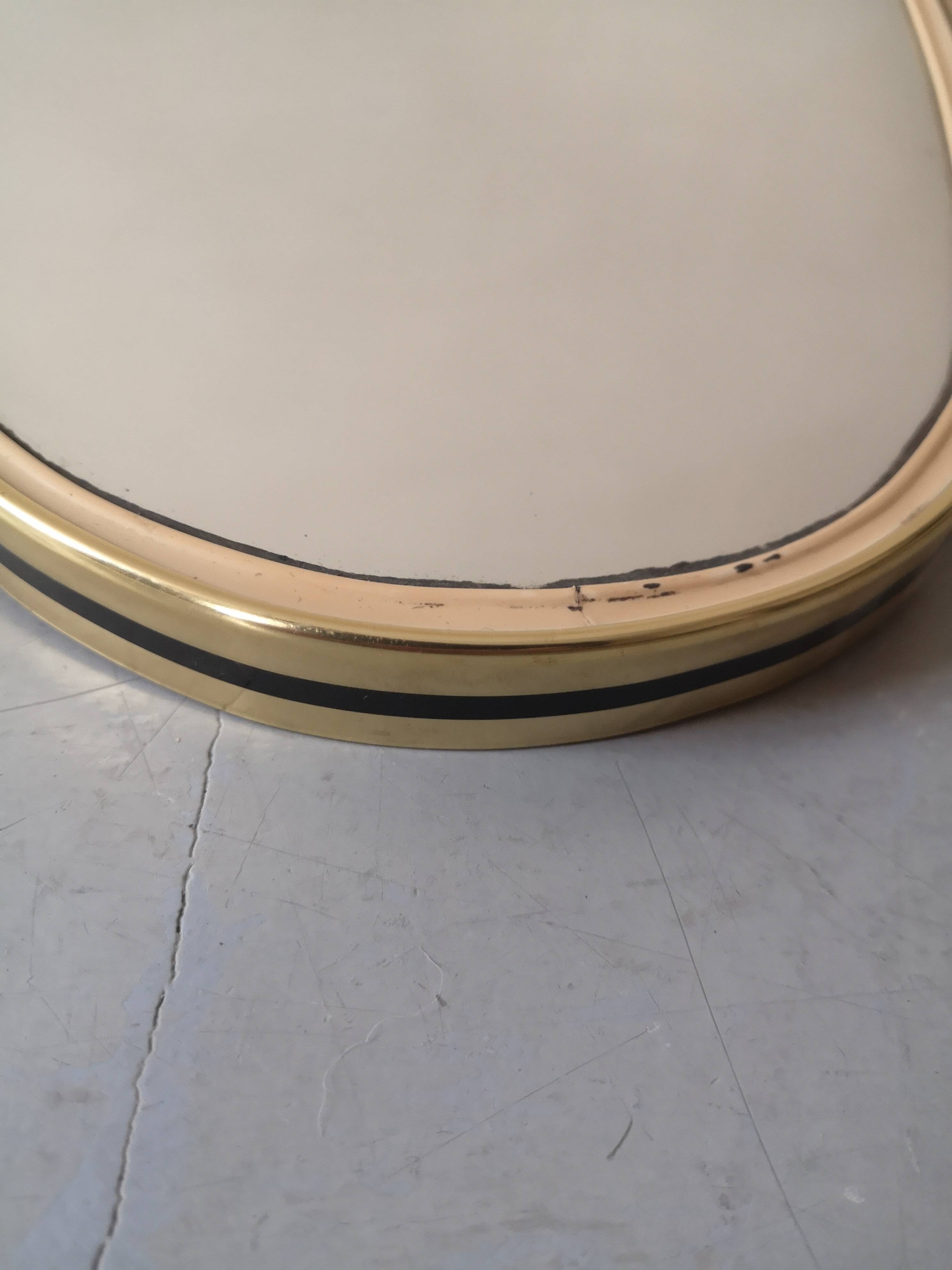 Asymmetrical oval rearview mirror vintage 1960