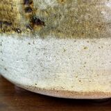 Yellow modernist vase without neck 33cm by georges ponsart, grand feu salted stoneware, bouffioulx ca 1950