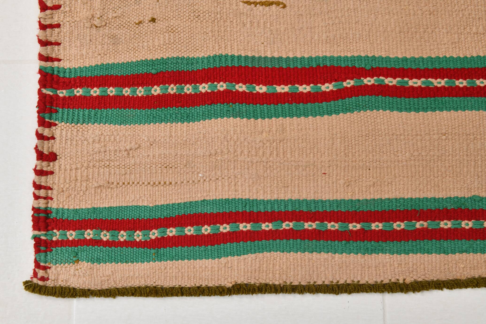 2x10 Striped Pattern Red Green Kilim Runner Rug, 79x323Cm