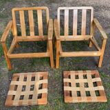 pair of oak armchairs - Sweden 1960s
