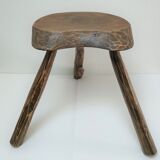 Tripod stool solid wood folk art 60s
