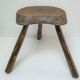 Tripod stool solid wood folk art 60s