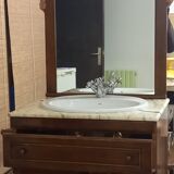 Set vanity unit and mirror bathroom in wood