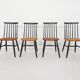 Set of four spindle back chairs, The Netherlands 1960's