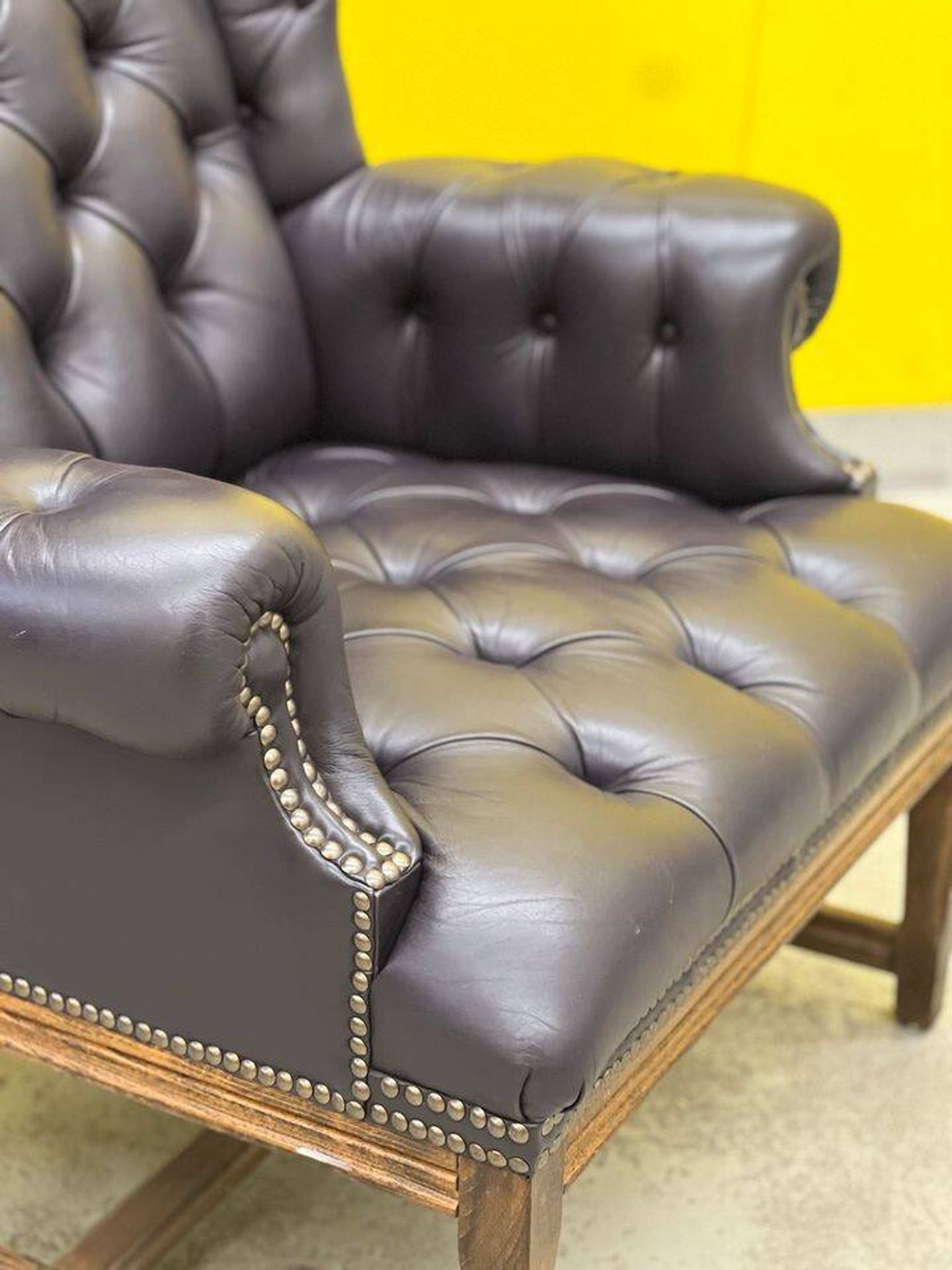 Vintage Tufted Leather Chesterfield Style Wing Back Chair (Price is For One Chair)