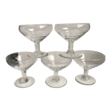 Set of 5 champagne glasses old 40-50 years