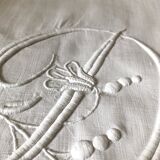 Old pure linen sheet embroidered and monograms