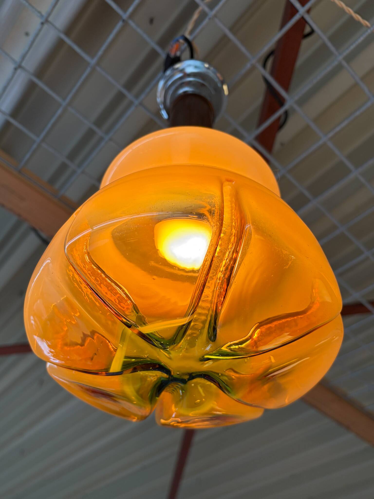 Amber colored Murano glass ceiling lamp from Italy, 1960s