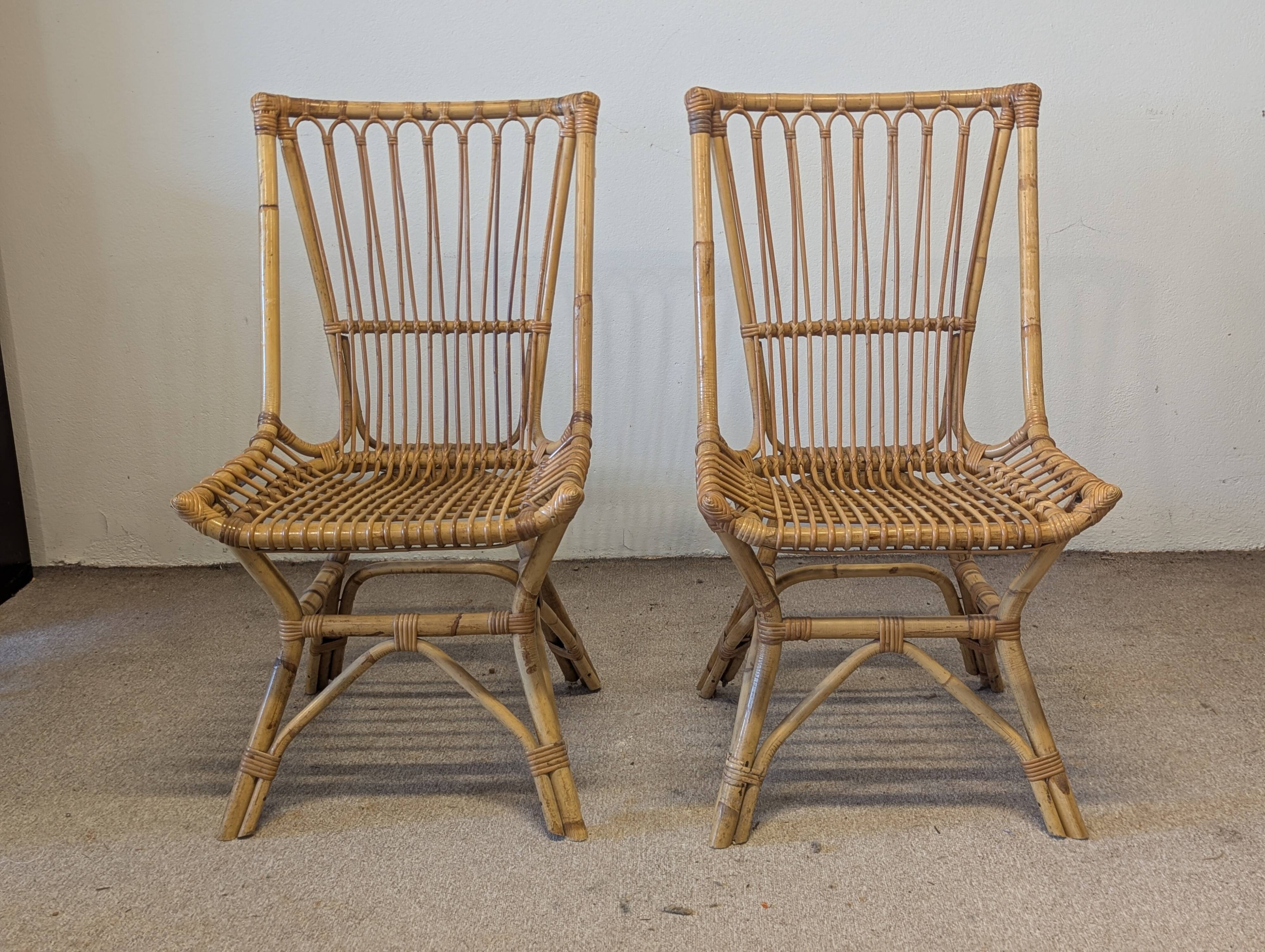 Pair of vintage rattan chairs – 1960s-1970s