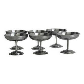 6 coupelles dessert en inox vintage