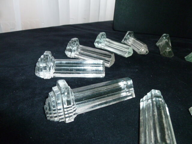 Set of 12 antique glass knife holders art deco style