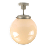 Ceiling lamp, Art Deco, nickel-plated brass, beige glass, Austria, 1930s