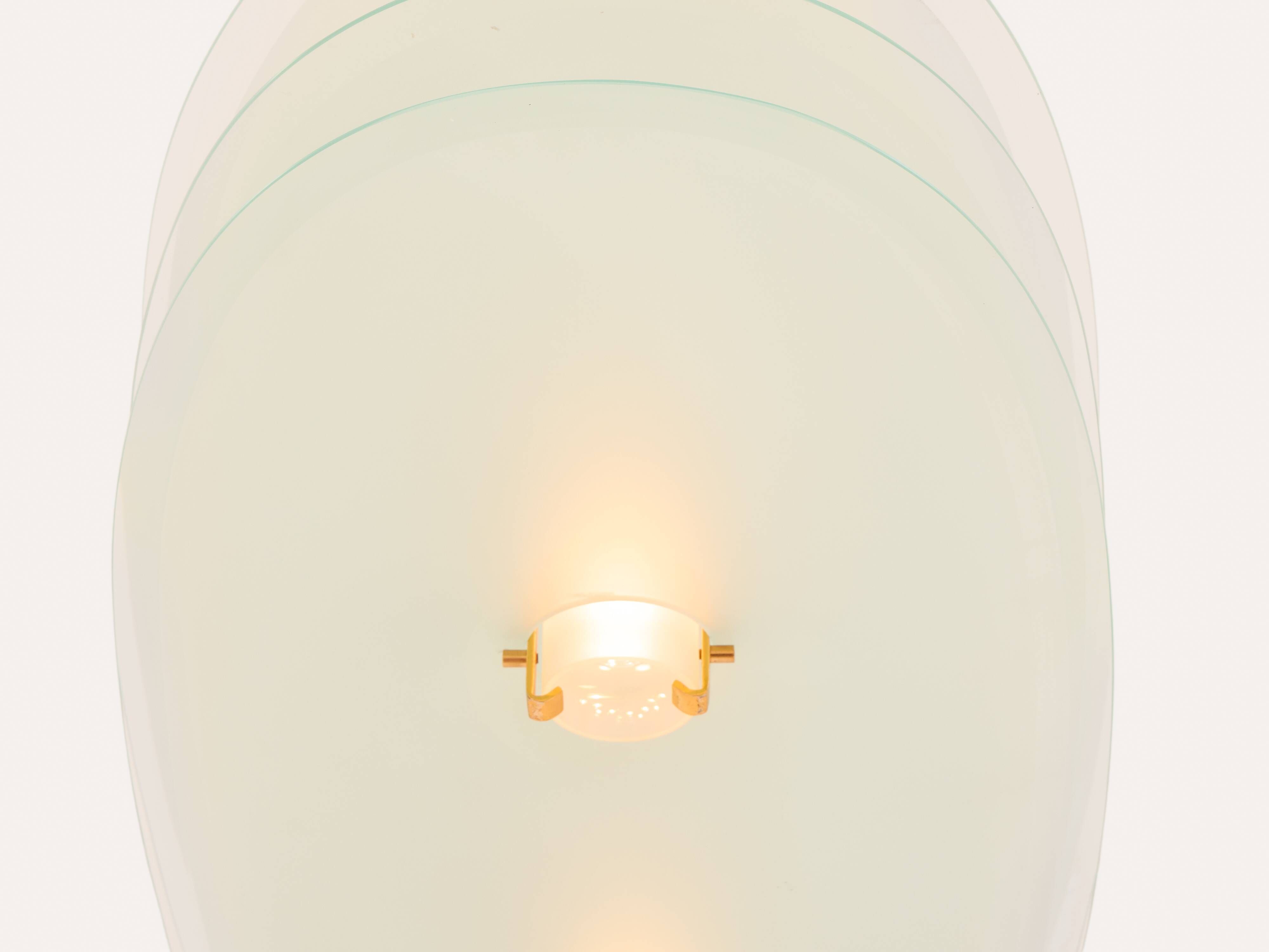 Ceiling light by Roberto Volonterio and Cesare Benedetti, brass and glass, 1980.