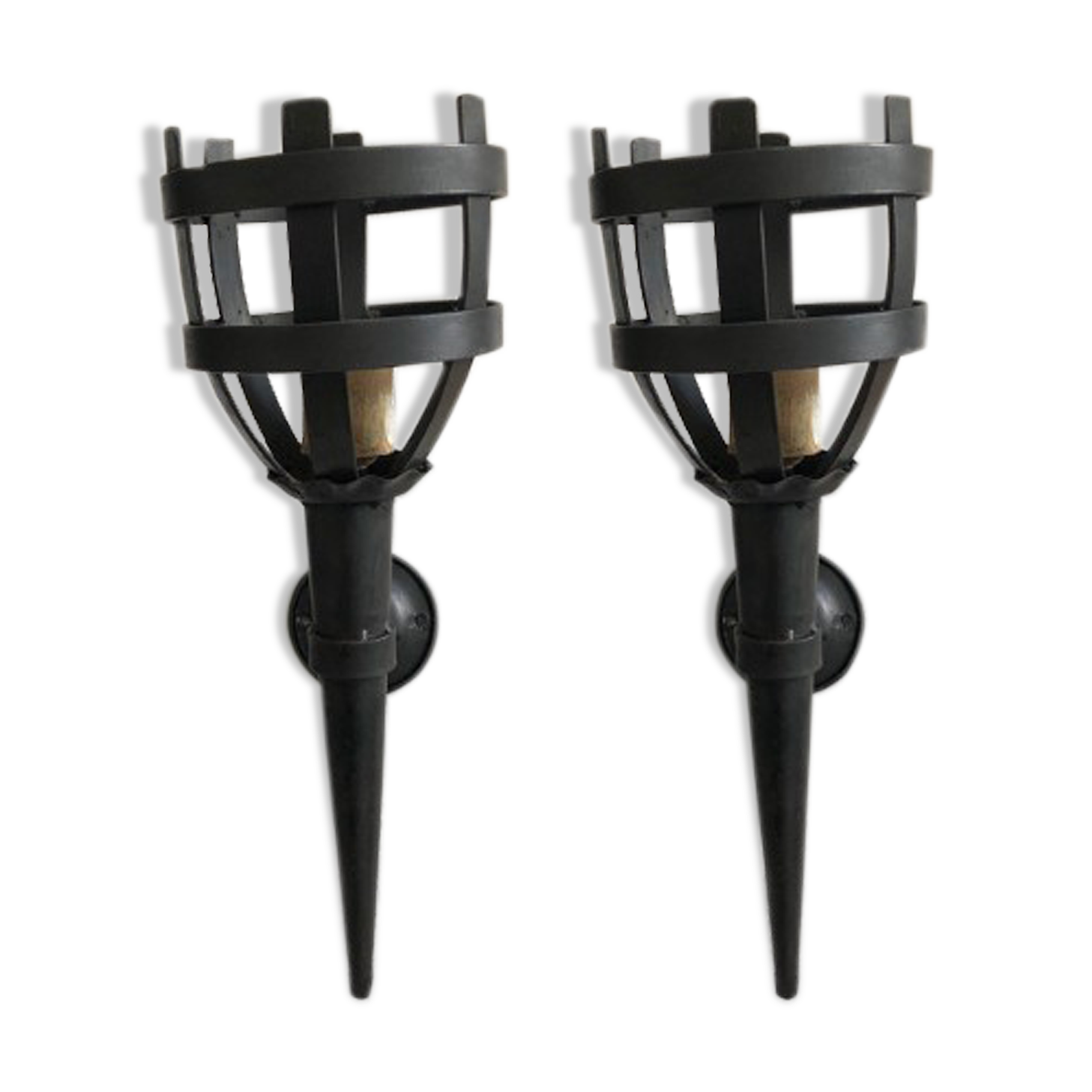 Paire d'appliques torches esprit médiéval