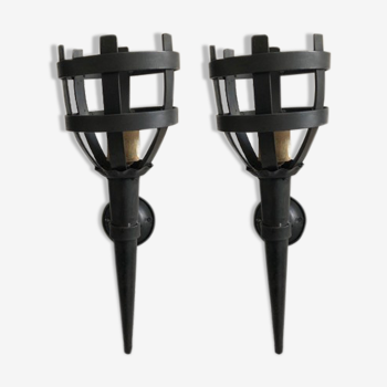 Pair of torch wall light medieval spirit