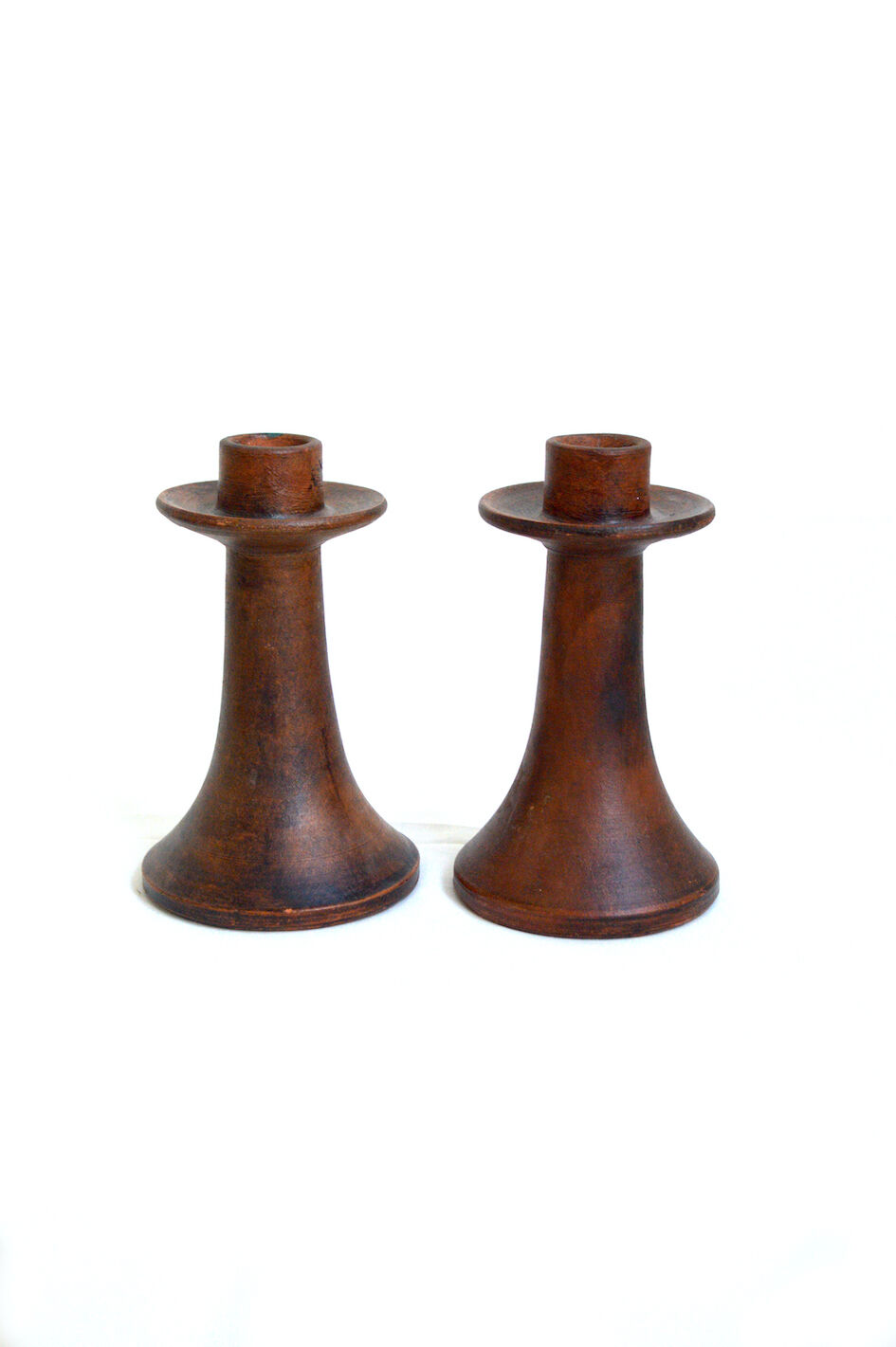 Pair of stoneware candle holders