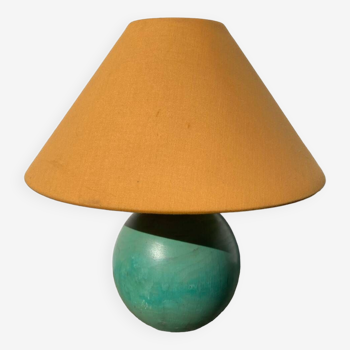 Lampe de chevet boule bois vert 80s