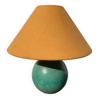 Lampe de chevet boule bois vert 80s
