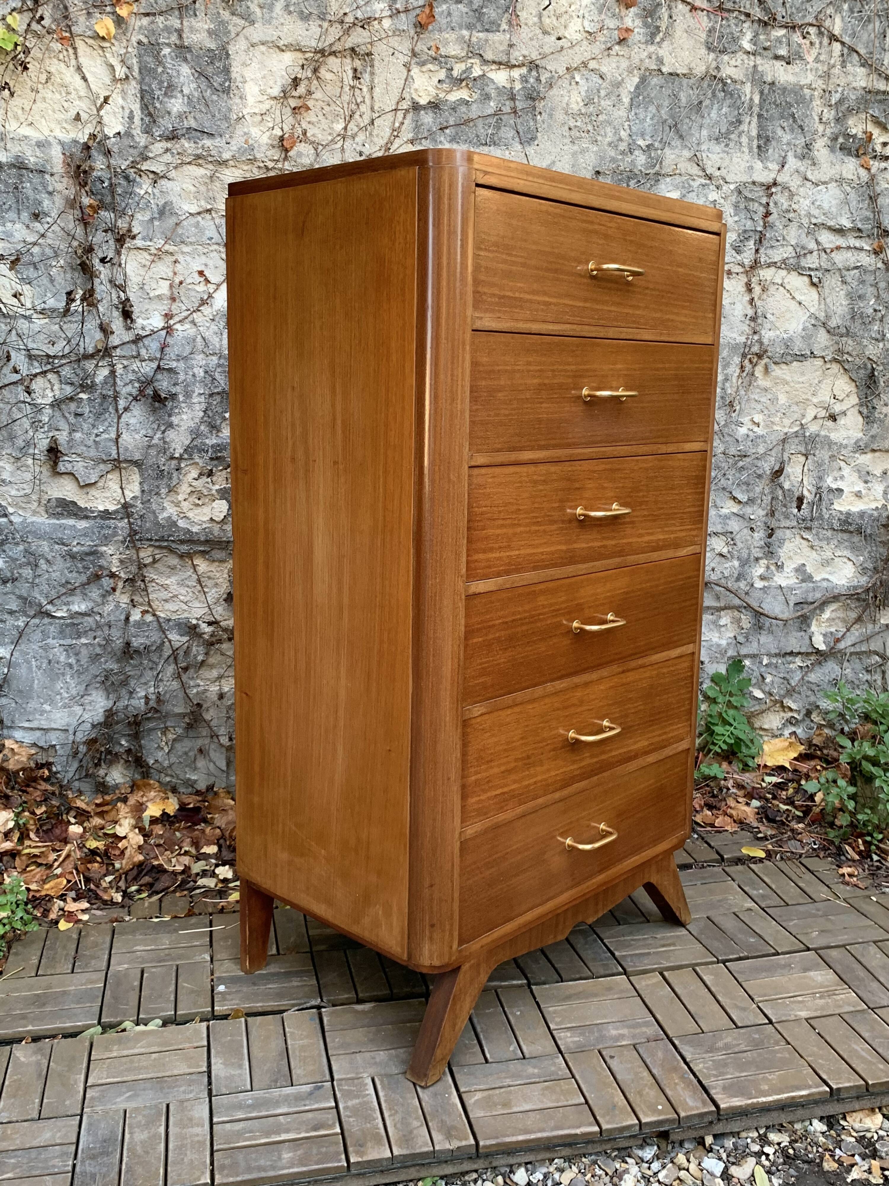 Vintage chest of drawers with compass feet 1960 H112