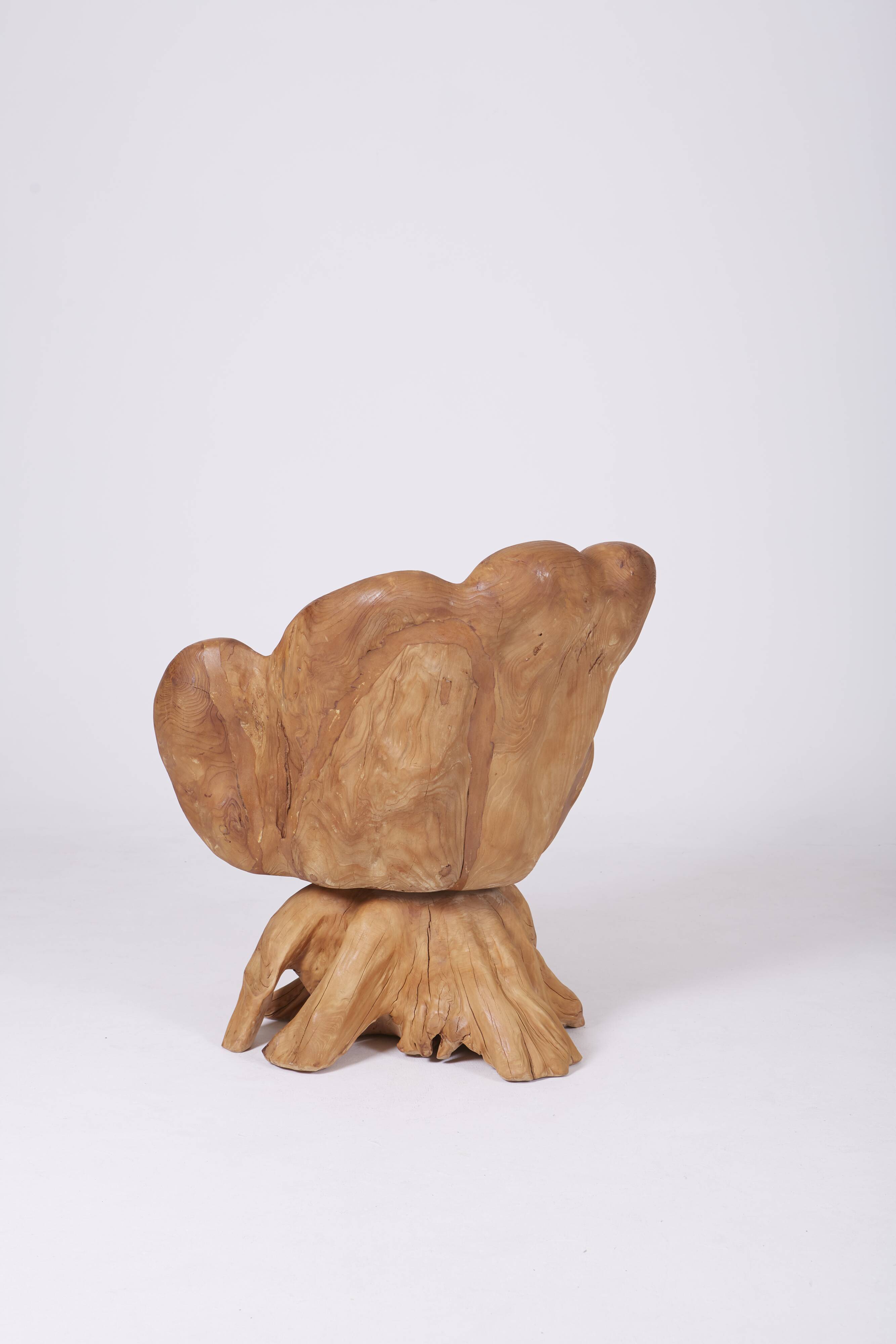 Olive root armchair brutalist design