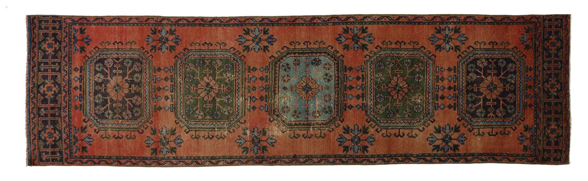 Tapis couloir vintage fait main – Anatolie, années 1950 – 305x94 cm