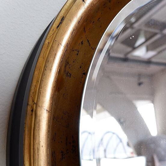 Large round wall light mirror gold leaf - 1960s - Ø66cm