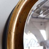 Large round wall light mirror gold leaf - 1960s - Ø66cm