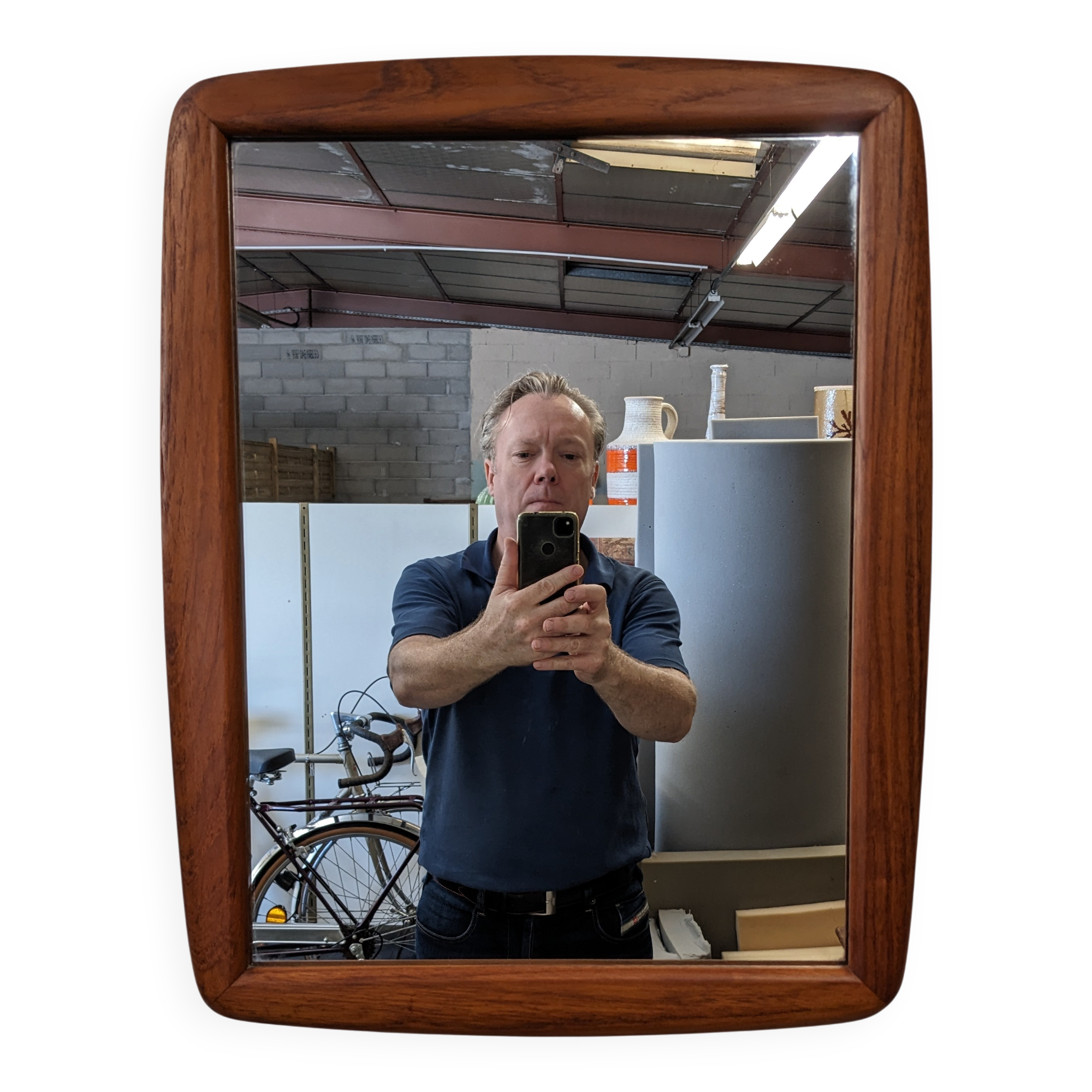 Scandinavian mirror in solid teak, Denmark circa 1970.