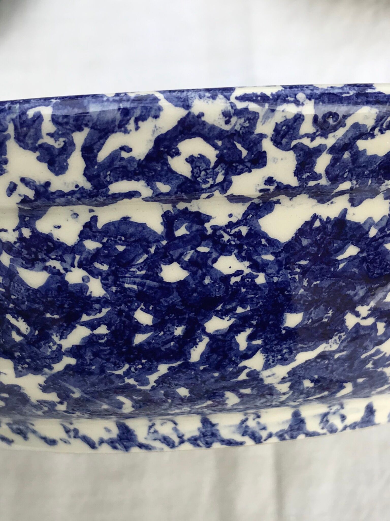 Flat hollow blue speckled Italian Vintage