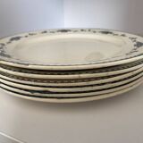 Set of 6 iron earth flat plates with stamped blue patterns