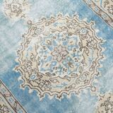 4x7 Sky Blue Classic Pattern Vintage Persian Rug, 113x201Cm